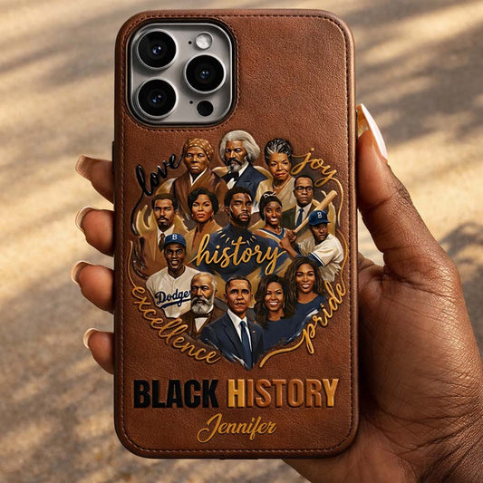 Black Pride - Personalized African American Leather Phone Case