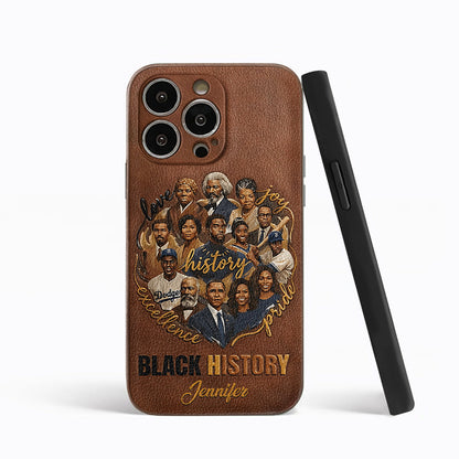 Black Pride - Personalized African American Leather Phone Case
