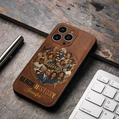 Black Pride - Personalized African American Leather Phone Case