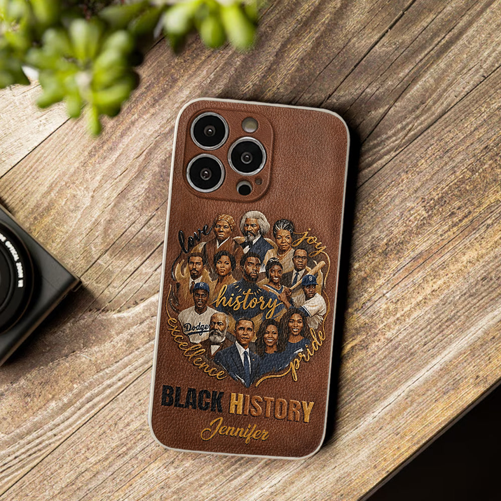 Black Pride - Personalized African American Leather Phone Case