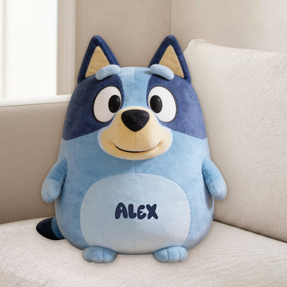 Cute Friend - Personalized Blue Dog Premium Faux Fur Pillow