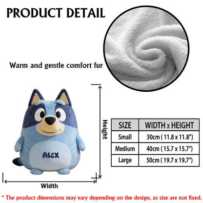 Cute Friend - Personalized Blue Dog Premium Faux Fur Pillow