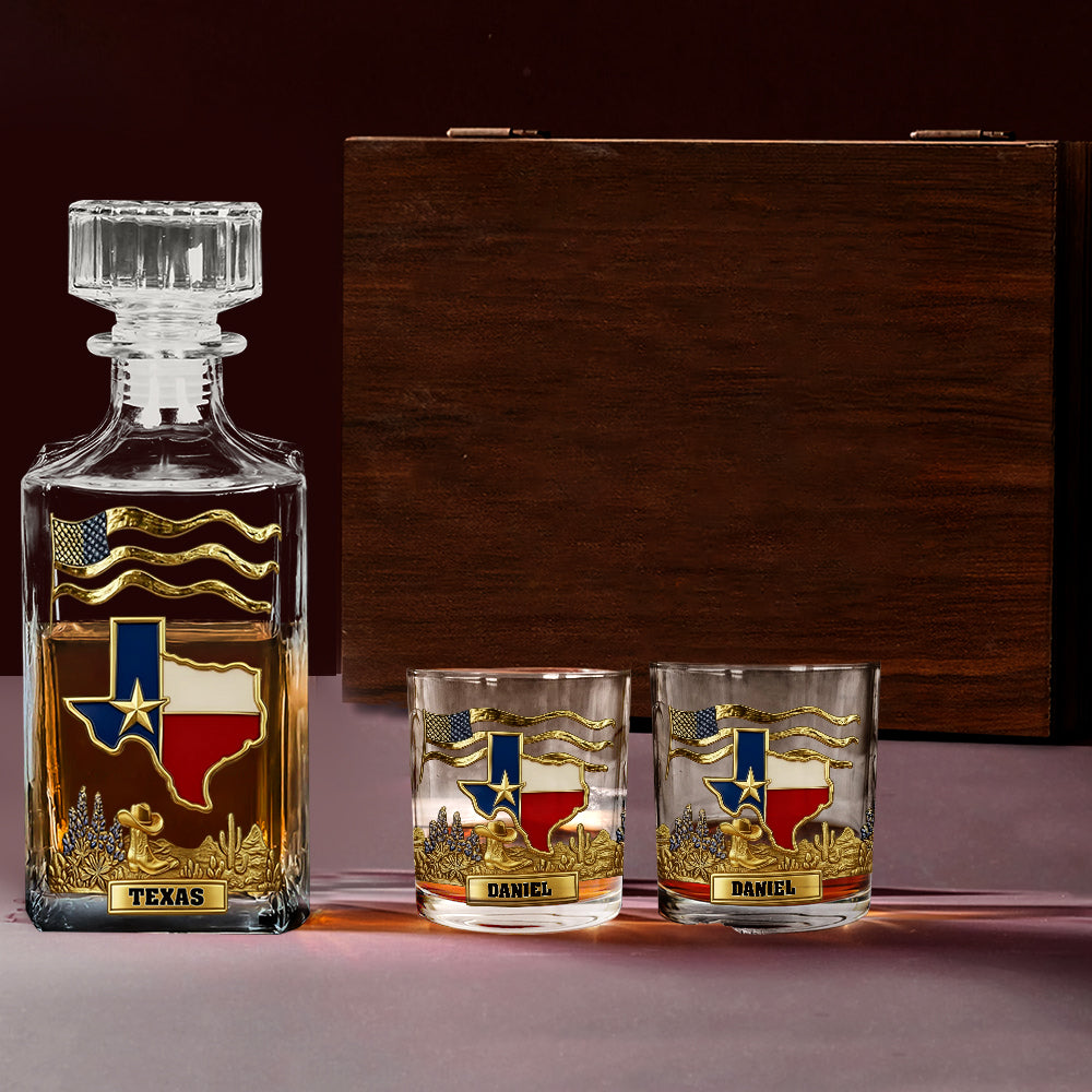Strong Texas - Personalized States of America Whiskey Decanter Set
