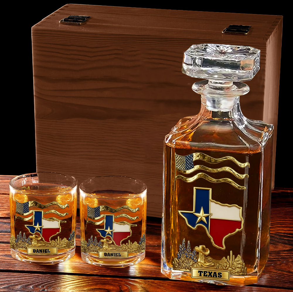 Strong Texas - Personalized States of America Whiskey Decanter Set