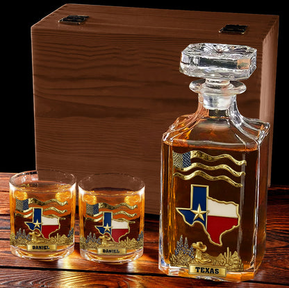 Strong Texas - Personalized States of America Whiskey Decanter Set