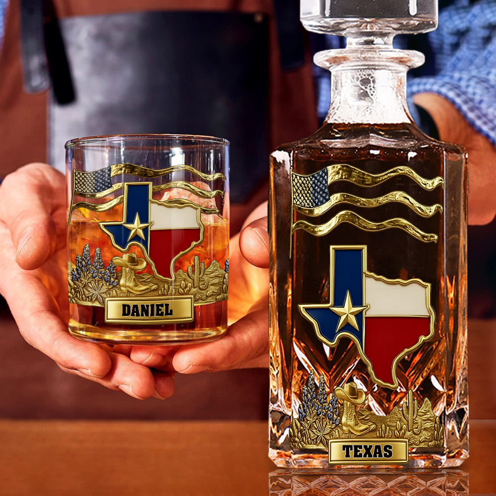 Strong Texas - Personalized States of America Whiskey Decanter Set