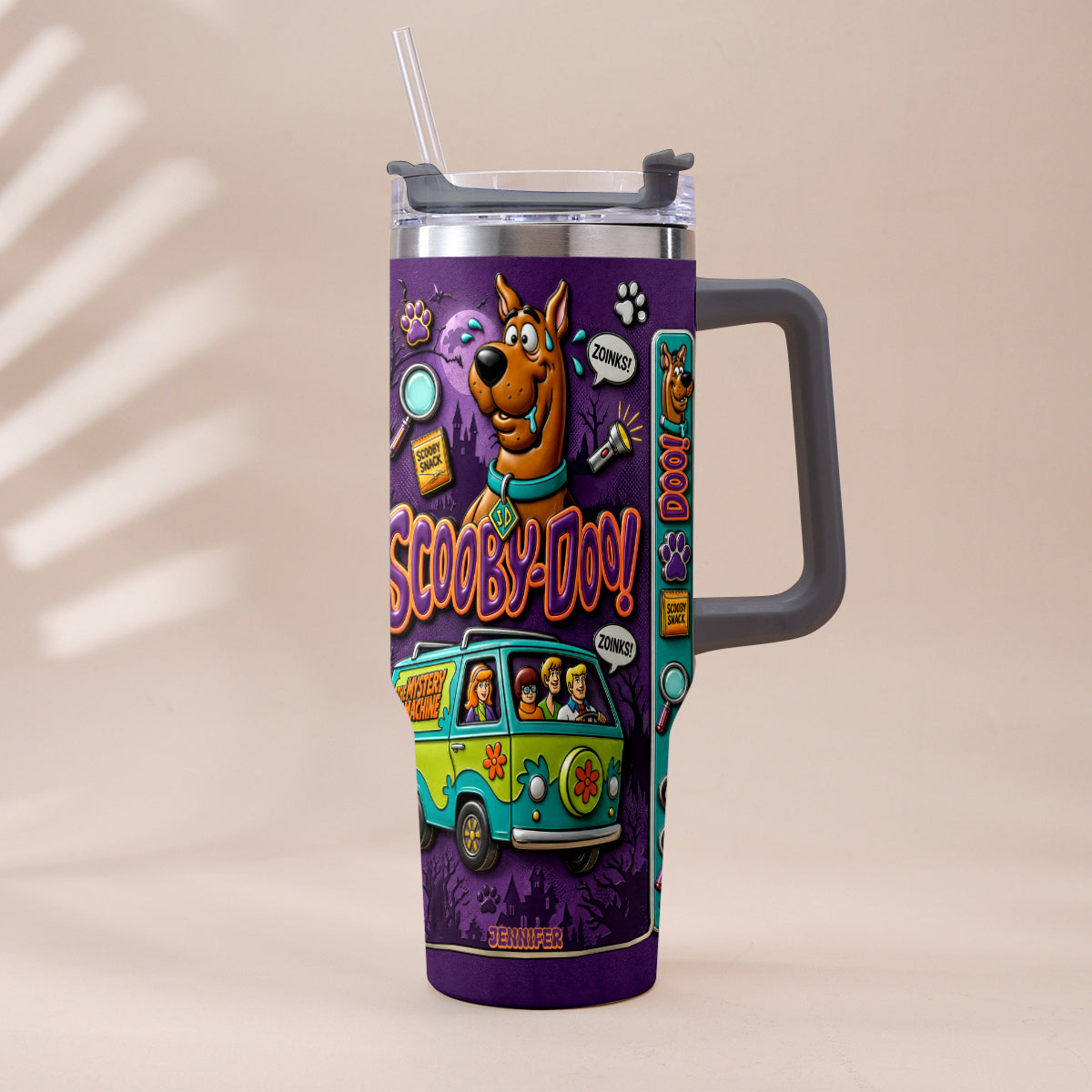 Get In Losers We're Solving Mysteries - Personalized Detective Dog Tumbler With Plush Charm