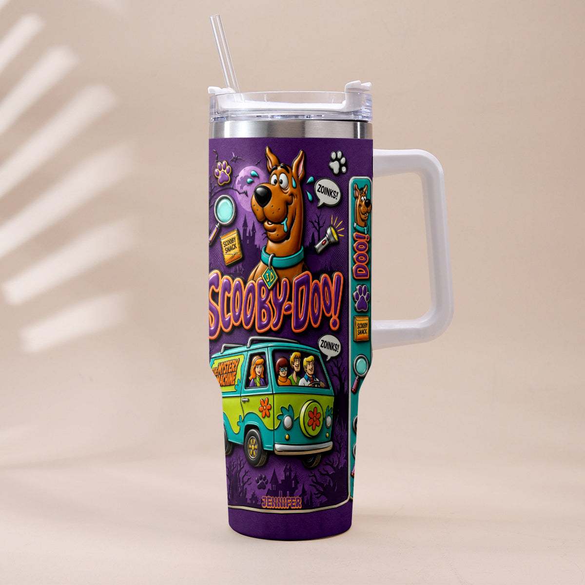 Get In Losers We're Solving Mysteries - Personalized Detective Dog Tumbler With Plush Charm