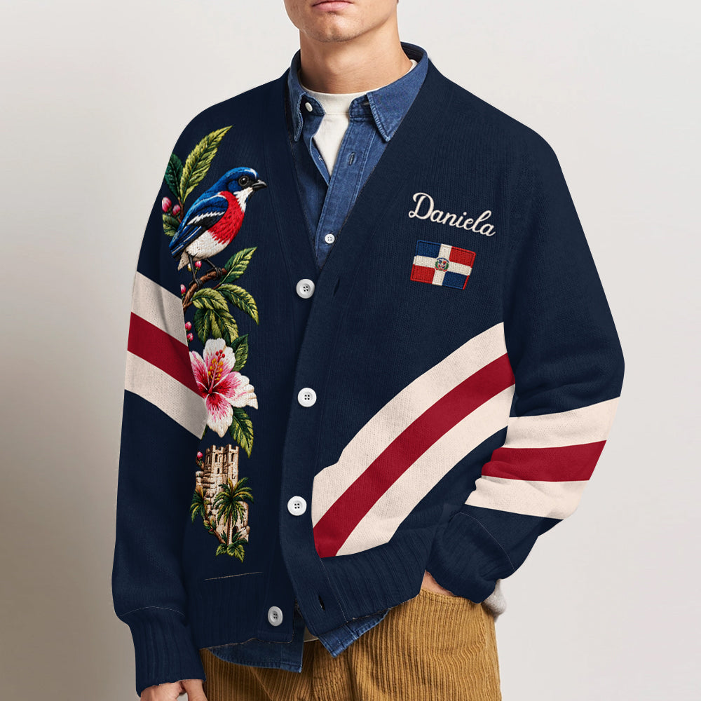 Dominican Republic Pride - Personalized Expats Cardigan Sweater