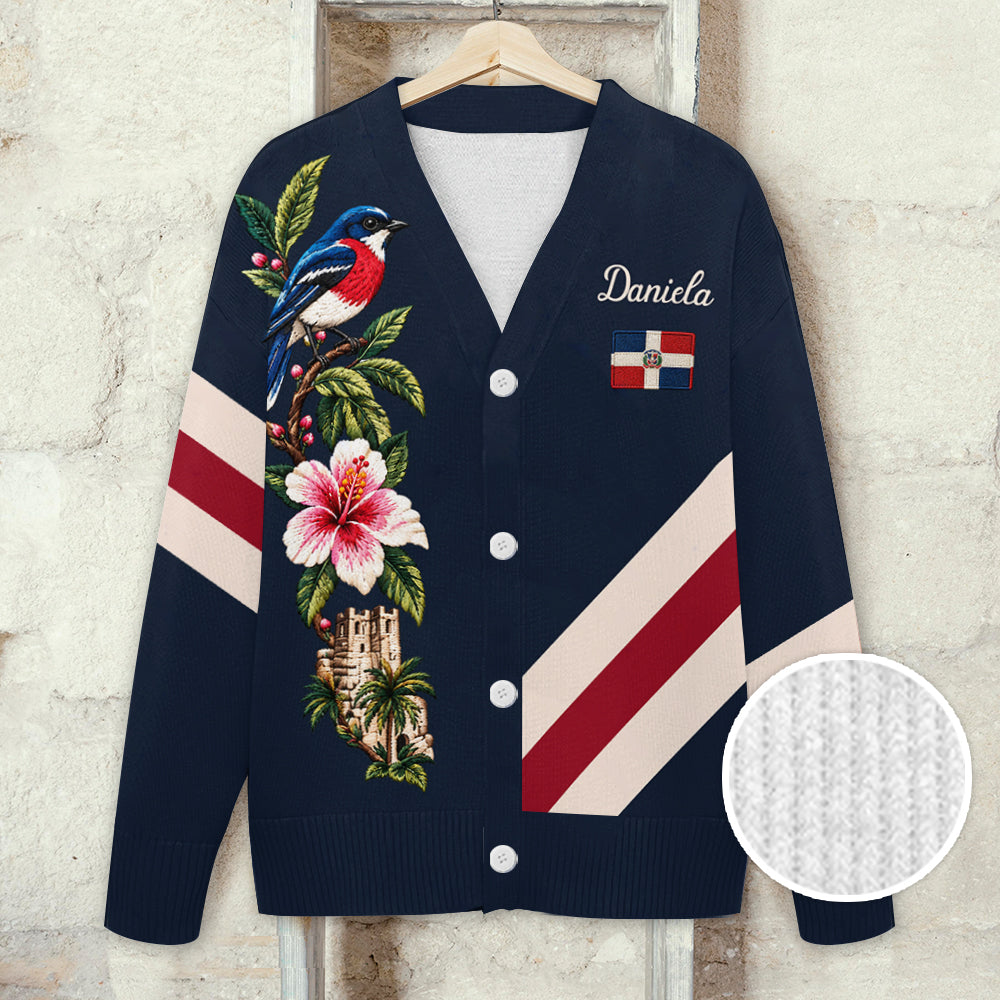 Dominican Republic Pride - Personalized Expats Cardigan Sweater
