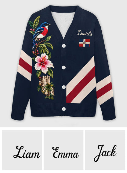 Dominican Republic Pride - Personalized Expats Cardigan Sweater