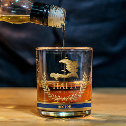 Haiti Coat Of Arms - Personalized Expats Whiskey Decanter Set