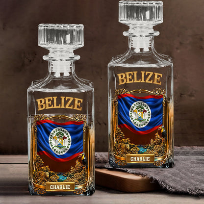Proud Belize - Personalized Expats Whiskey Decanter Set