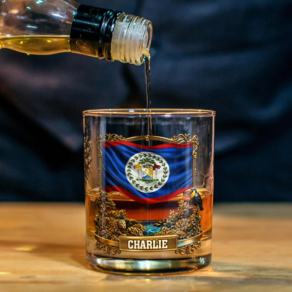 Proud Belize - Personalized Expats Whiskey Decanter Set