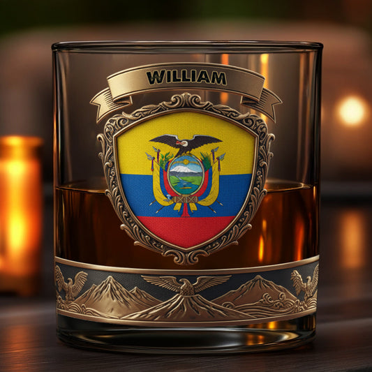 Flag of Ecuador - Personalized Expats Whiskey Glass