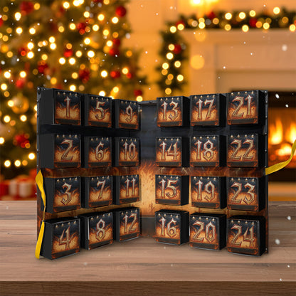 Fire Thunder & Riffs - Personalized Rock And Roll Folded Advent Calendar With Ornaments