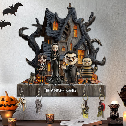 The Mysterious and Spooky Family - Personalized Family Custom Shaped Hanging Rack