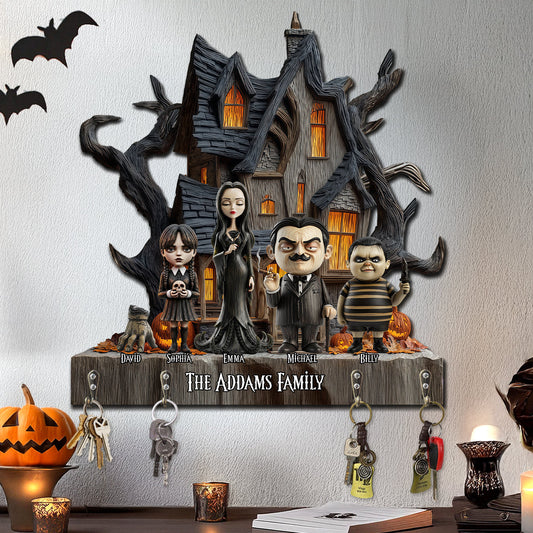 The Mysterious and Spooky Family - Personalized Family Custom Shaped Hanging Rack