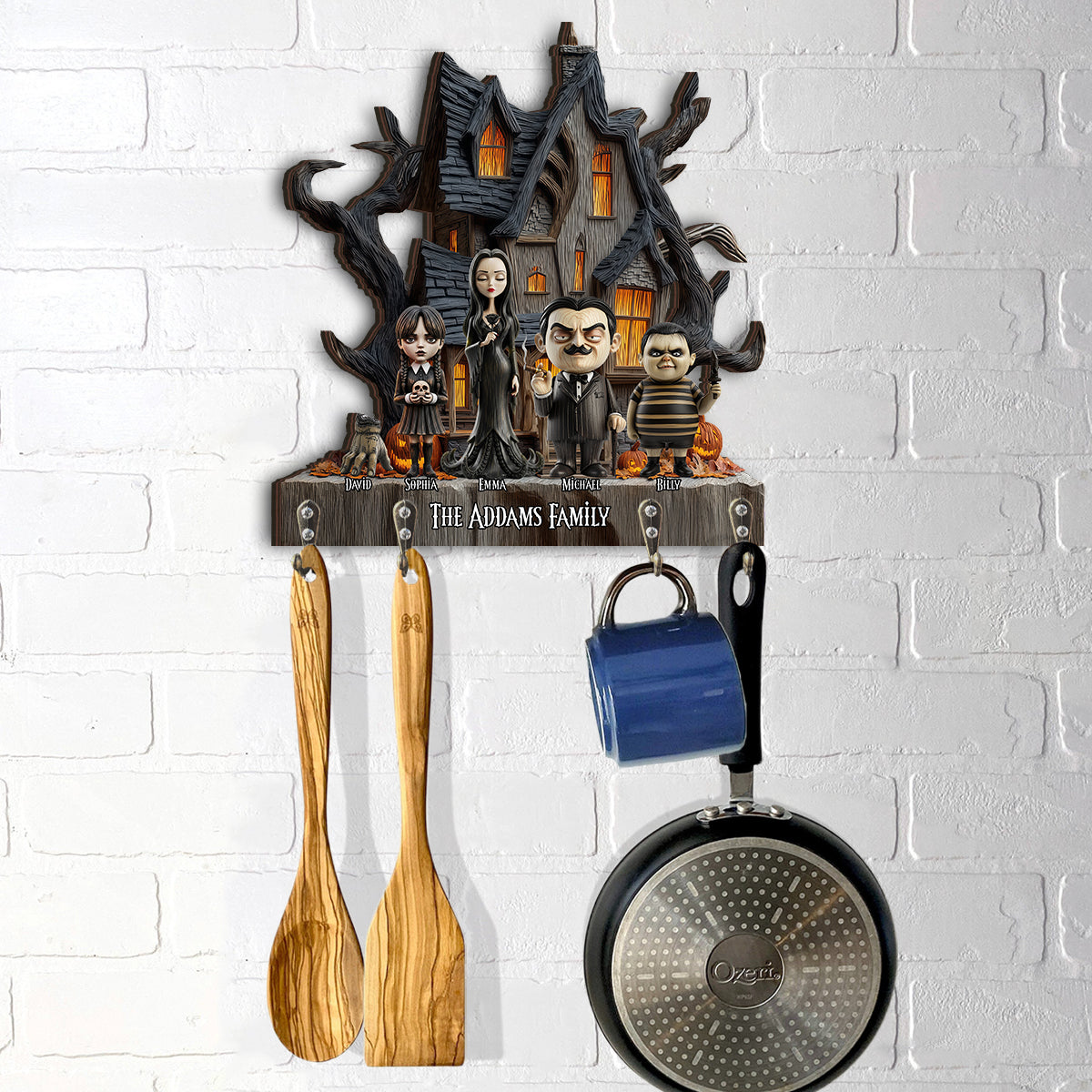 The Mysterious and Spooky Family - Personalized Family Custom Shaped Hanging Rack