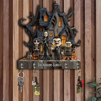 The Mysterious and Spooky Family - Personalized Family Custom Shaped Hanging Rack