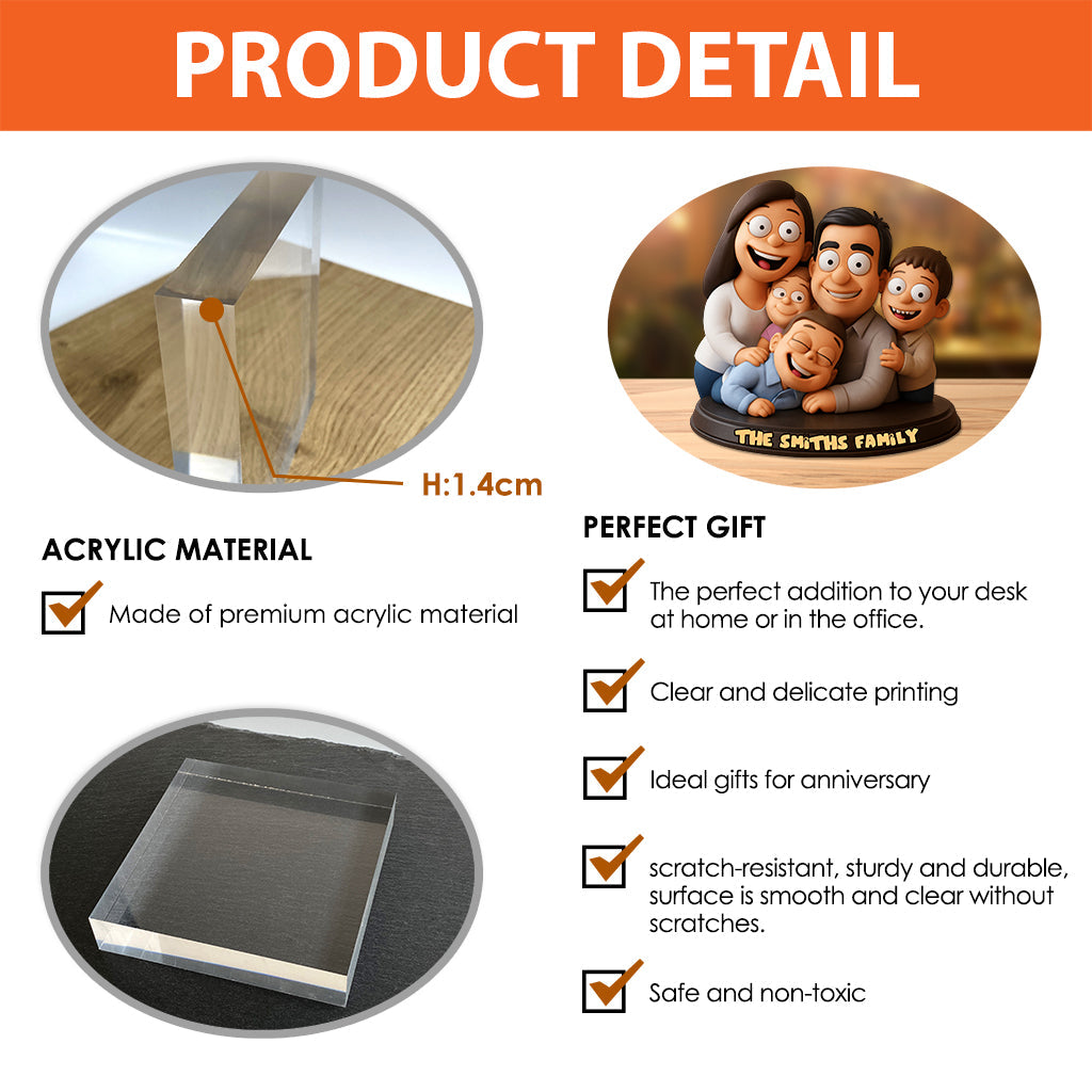 Funny Family Cartoon Style - Personalized Cartoon Lover Custom Shaped Acrylic Plaque