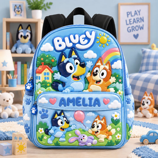 Cute Friends - Personalized Blue Dog Backpack
