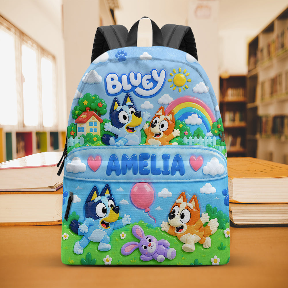 Cute Friends - Personalized Blue Dog Backpack