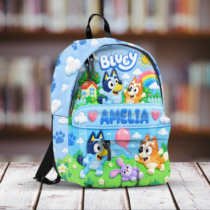 Cute Friends - Personalized Blue Dog Backpack