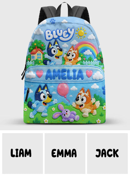 Cute Friends - Personalized Blue Dog Backpack