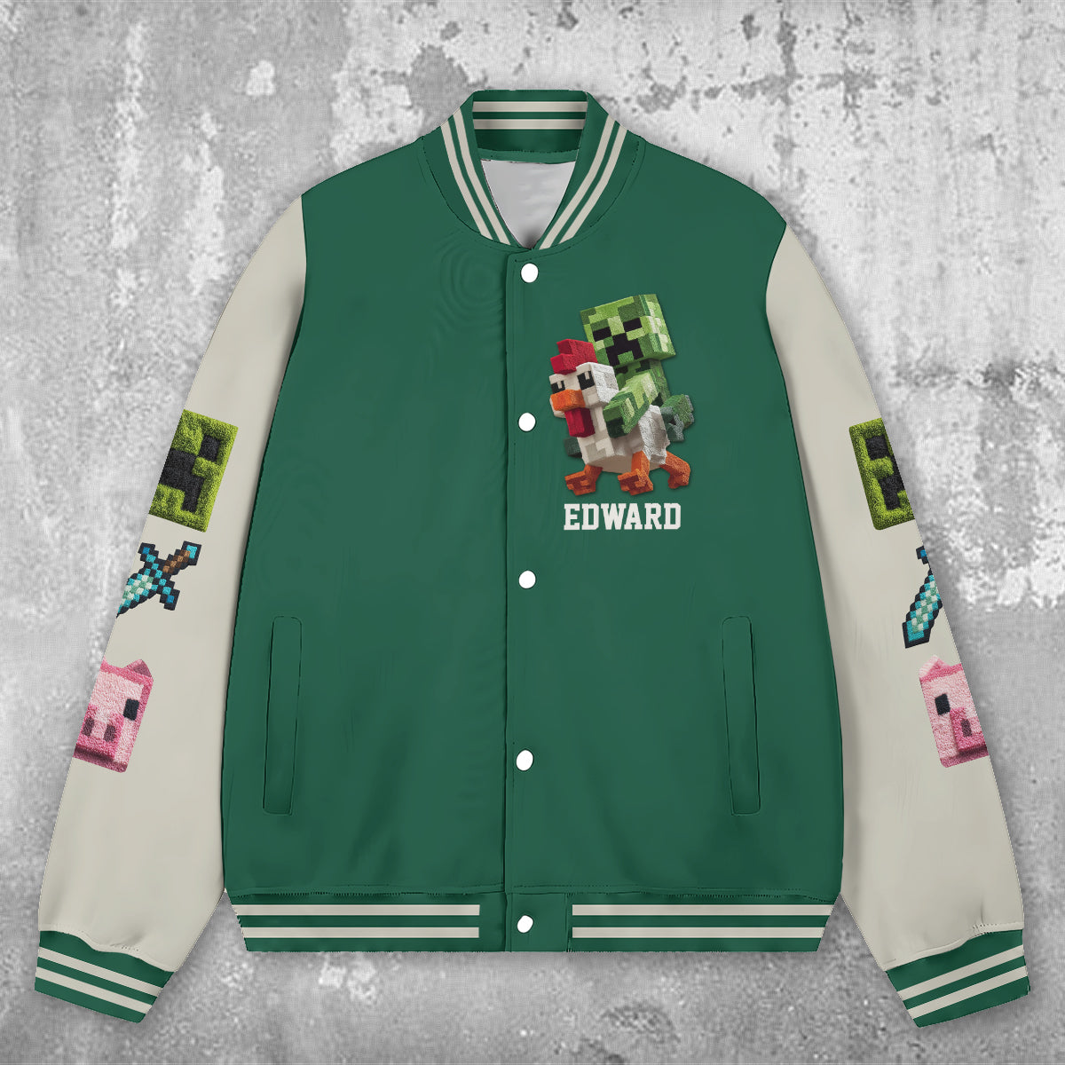 Chicken Jockey - Personalized Block World Varsity Jacket