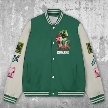 Chicken Jockey - Personalized Block World Varsity Jacket