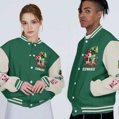 Chicken Jockey - Personalized Block World Varsity Jacket