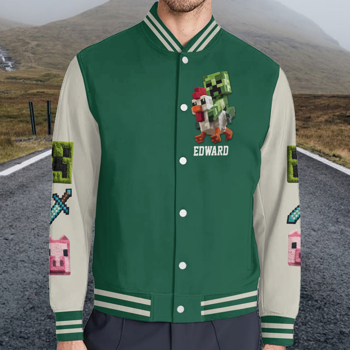 Chicken Jockey - Personalized Block World Varsity Jacket