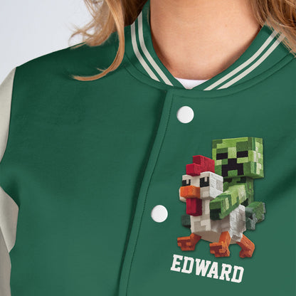 Chicken Jockey - Personalized Block World Varsity Jacket