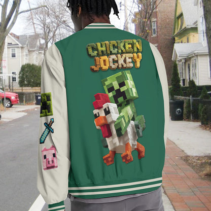 Chicken Jockey - Personalized Block World Varsity Jacket