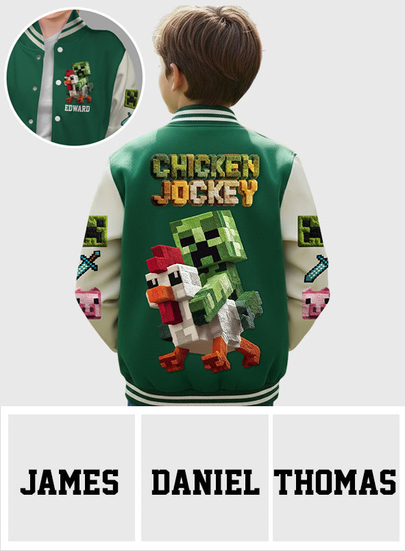 Chicken Jockey - Personalized Block World Varsity Jacket