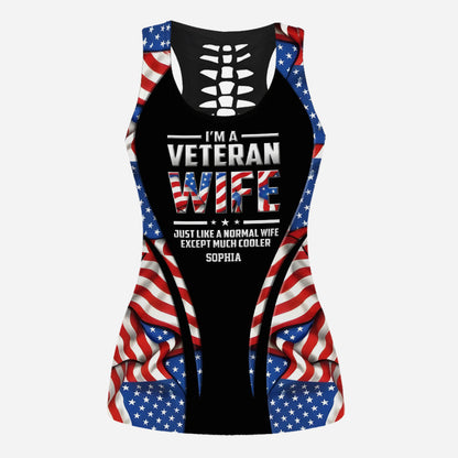 Veteran Wife - Personalized Veteran Hollow Tank Top and Leggings