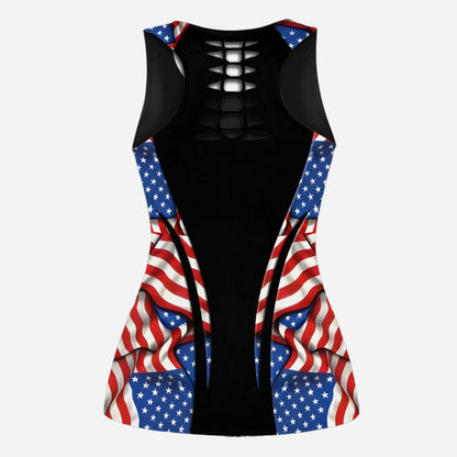 Veteran Wife - Personalized Veteran Hollow Tank Top and Leggings