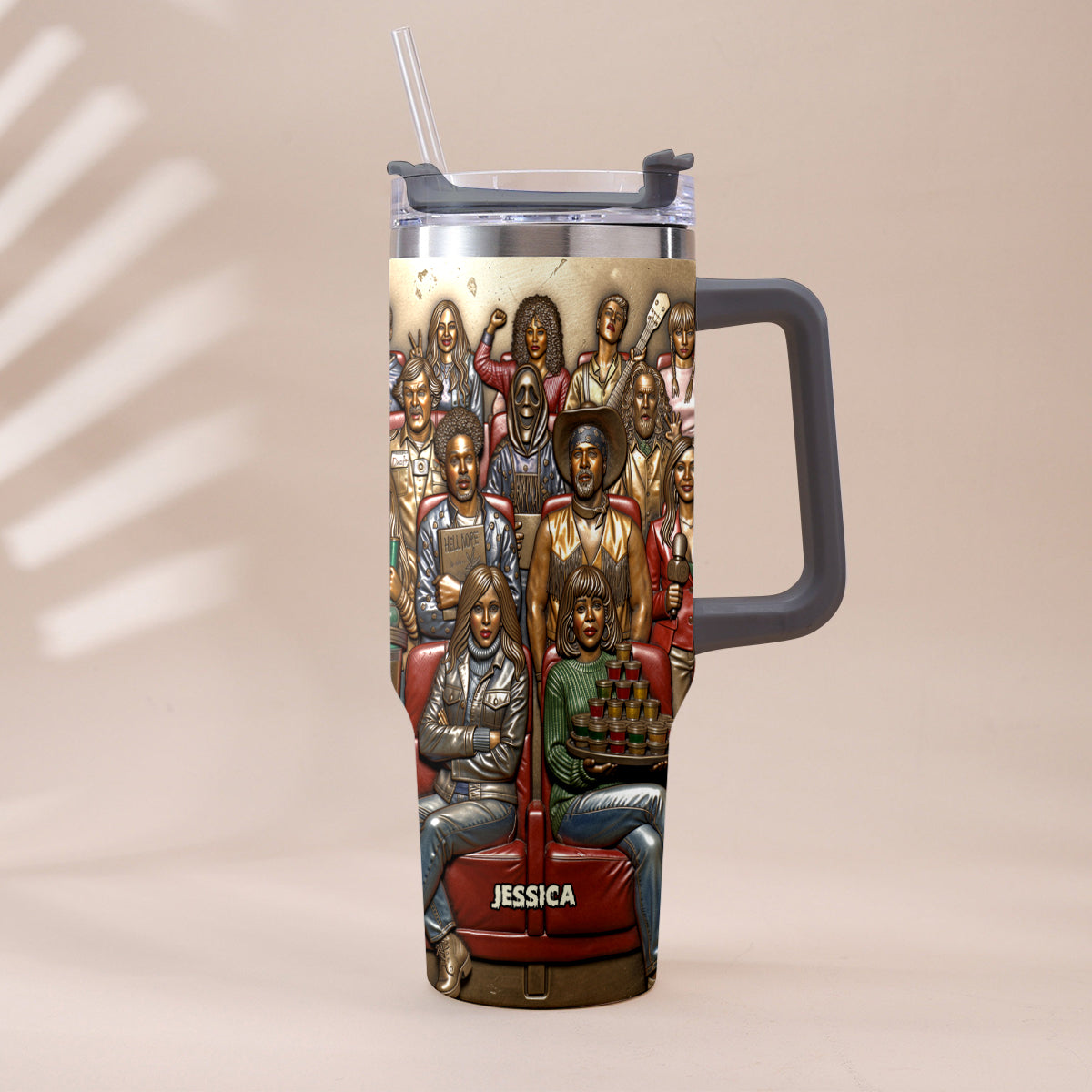 Watching Scary Movie Tumbler - Personalized Horror Movie Tumbler With Plush Charm