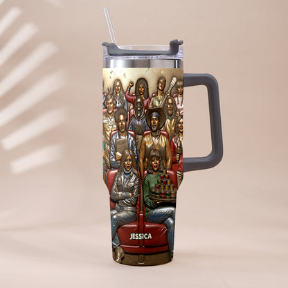 Watching Scary Movie Tumbler - Personalized Horror Movie Tumbler With Plush Charm