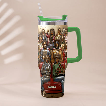Watching Scary Movie Tumbler - Personalized Horror Movie Tumbler With Plush Charm
