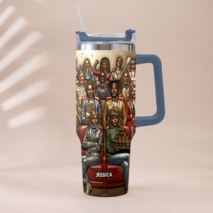 Watching Scary Movie Tumbler - Personalized Horror Movie Tumbler With Plush Charm