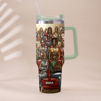 Watching Scary Movie Tumbler - Personalized Horror Movie Tumbler With Plush Charm