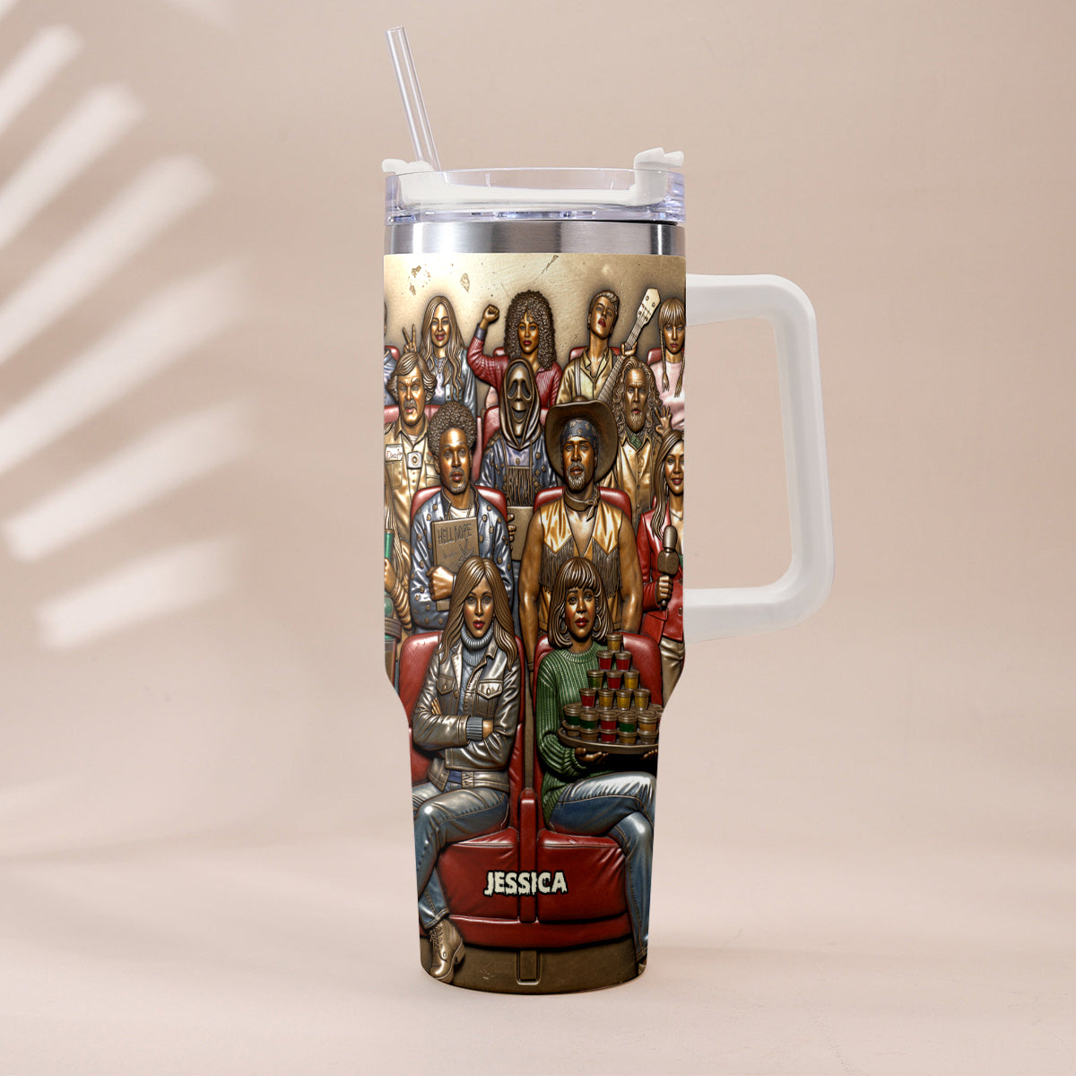 Watching Scary Movie Tumbler - Personalized Horror Movie Tumbler With Plush Charm