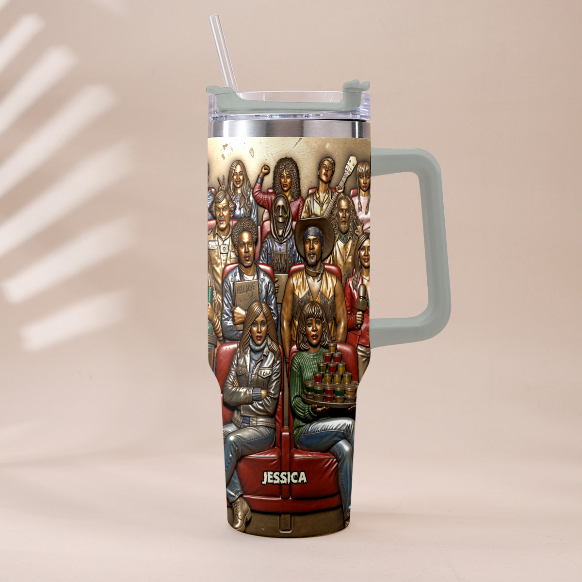 Watching Scary Movie Tumbler - Personalized Horror Movie Tumbler With Plush Charm