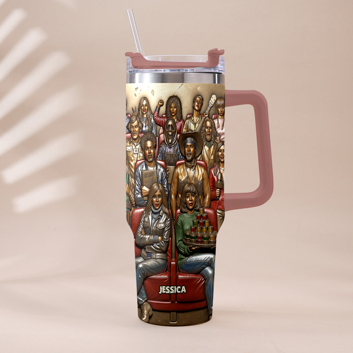Watching Scary Movie Tumbler - Personalized Horror Movie Tumbler With Plush Charm