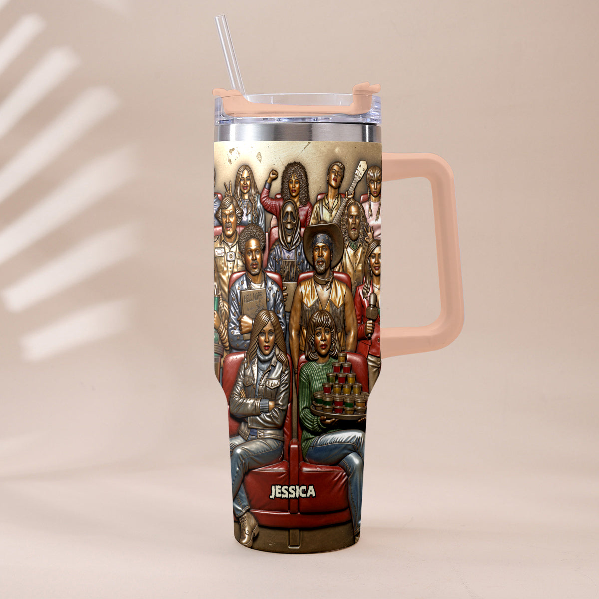 Watching Scary Movie Tumbler - Personalized Horror Movie Tumbler With Plush Charm