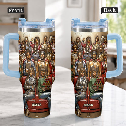 Watching Scary Movie Tumbler - Personalized Horror Movie Tumbler With Plush Charm