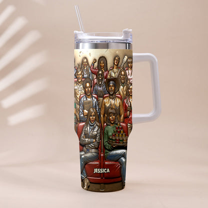 Watching Scary Movie Tumbler - Personalized Horror Movie Tumbler With Plush Charm