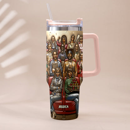Watching Scary Movie Tumbler - Personalized Horror Movie Tumbler With Plush Charm